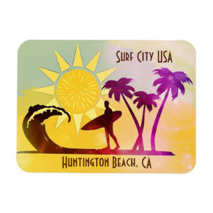 Imán Tarjeta postal Huntington Beach CA Surf City USA