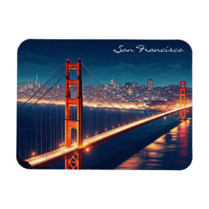 Imán Tarjeta postal nocturna del puente Golden Gate de
