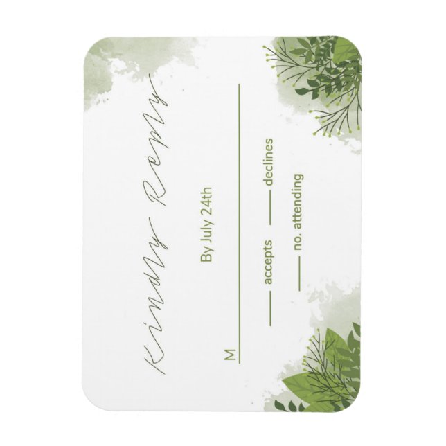 Imán Tarjeta RSVP de Floral Verde (Vertical)
