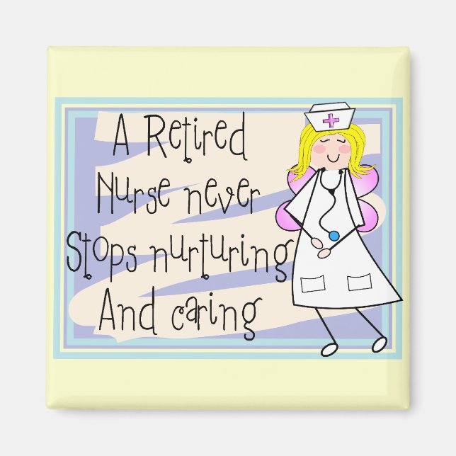 Imán Tarjetas de arte y regalos para enfermera Angel re (Frente)