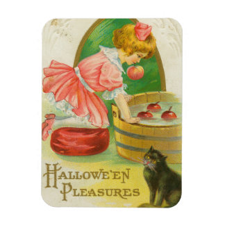 Imán Tarjetas de Halloween vintage de manzanas flotante