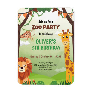 Imán Tarjetas de invitación de cumpleaños de Safari Jun