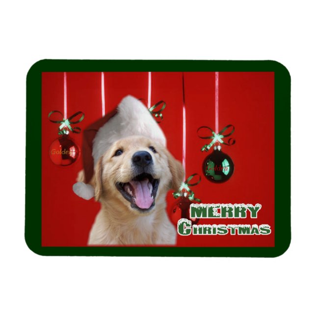 Imán Tarjetas de Navidad de Golden Retriever Regalos (Horizontal)