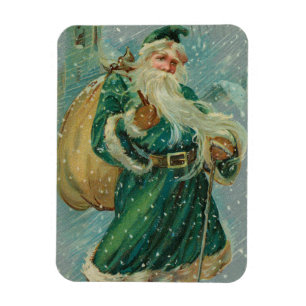 Imán Tarjetas de Navidad de Papá Noel Retro