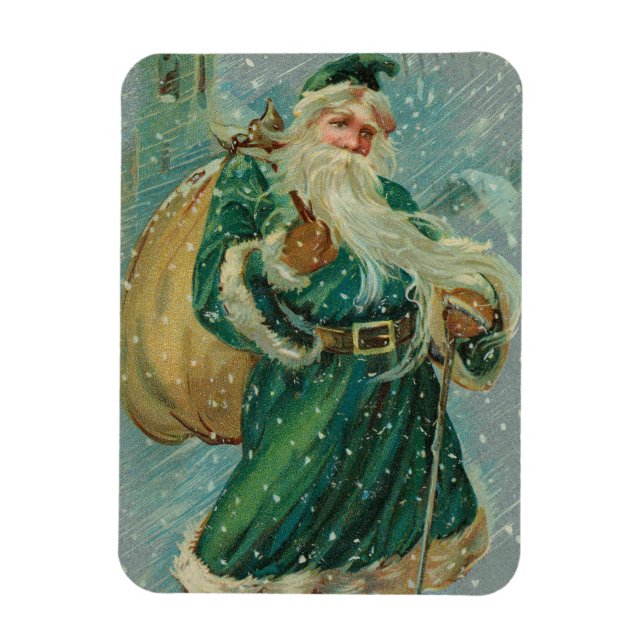 Imán Tarjetas de Navidad de Papá Noel Retro (Vertical)