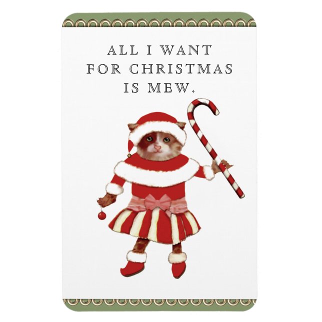Imán Tarjetas de Navidad Divertidas de Gatos (Vertical)