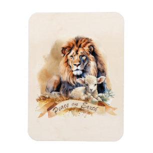 Imán Tarjetas de Navidad vintage de León y Cordero