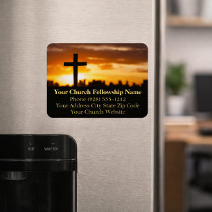 Imán Tarjetas de presentación Sunset Cross2 Church Past