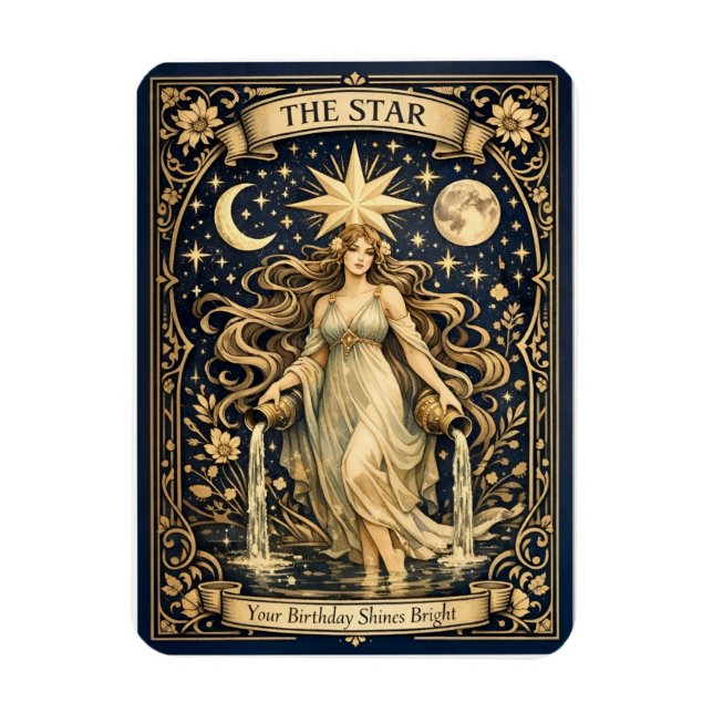 Imán Tarot Art Nouveau Cumpleaños Estrella Celestial (Vertical)