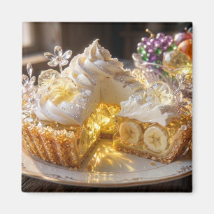 Imán Tarta de crema de plátano con cristal reluciente