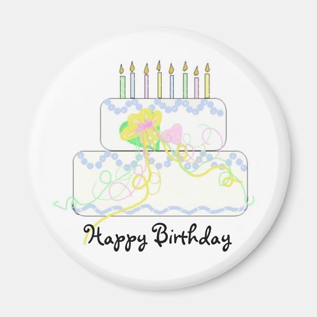 Imán Tarta de Cumpleaños con Velas (Frente)