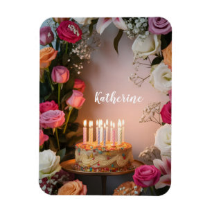 Imán Tarta de Cumpleaños con Velas Encendidas y Nombre 