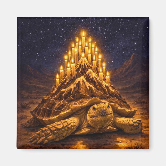 Imán Tarta de cumpleaños de tortuga Sulca del desierto  (Frente)