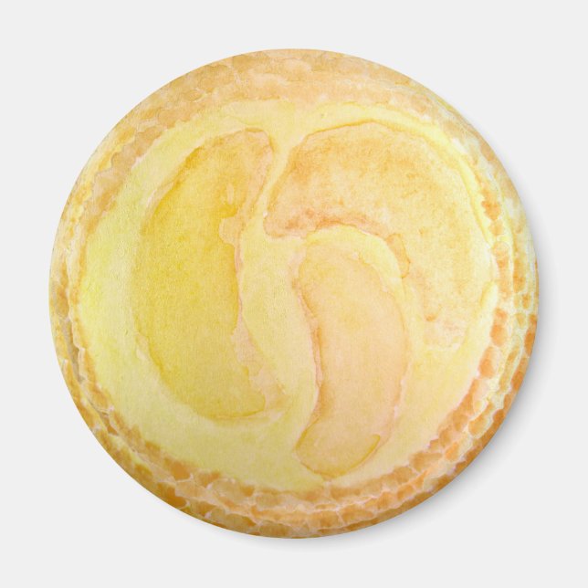 Imán Tarta de frutas de melocotón realista acuarela imá (Frente)