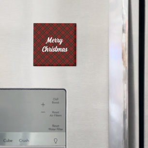 Imán Tartán rojo Feliz Navidad Personalizado texto