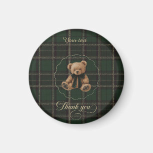 Imán Tartan Verde de Osito de Peluche 