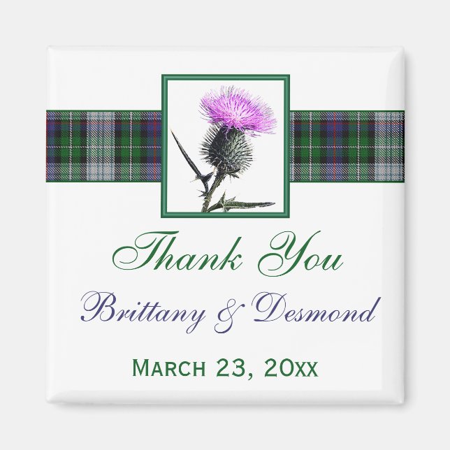 Imán Tartán y Thistle Wedding Favor Magnet (Frente)