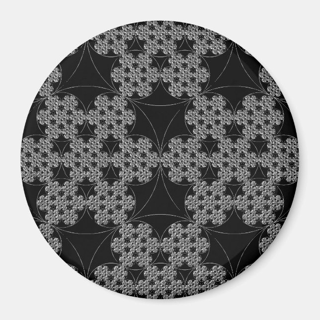 Imán Tatting Fractal pattern Snowflake Crochet (Frente)