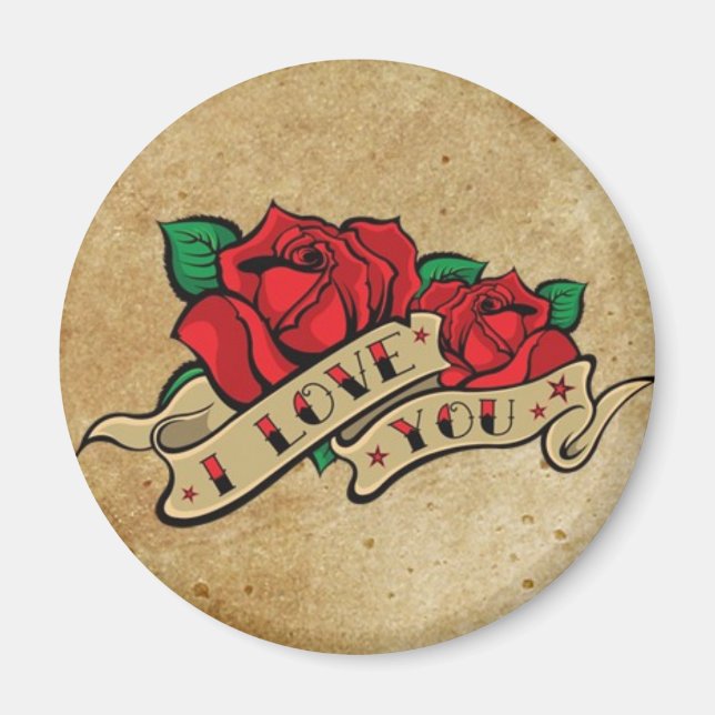 Imán Tattoo I Love You Rosa Magnet (Frente)