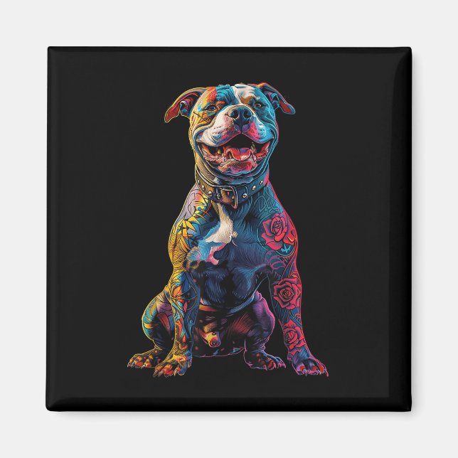 Imán Tattooed Pitbull Dog Tattoos Pitbull Tattooed Dog (Frente)