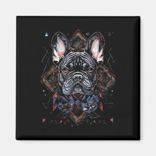 Imán Tatuaje Arte Bulldog francés geométrico combinado