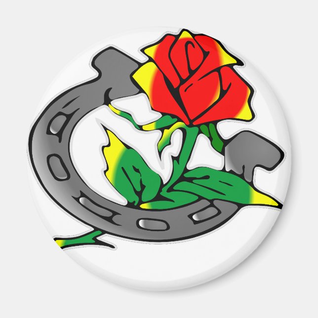 Imán Tatuaje de herradura y Rosa (Frente)