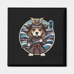 Imán Tatuaje de perro samurai japonés, Beagle Kawaii Ni