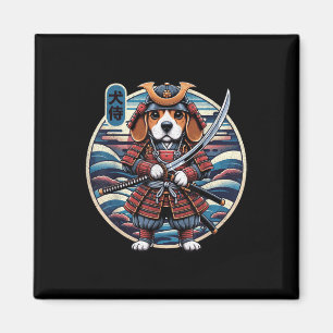 Imán Tatuaje de perro samurai japonés, Beagle Kawaii Ni