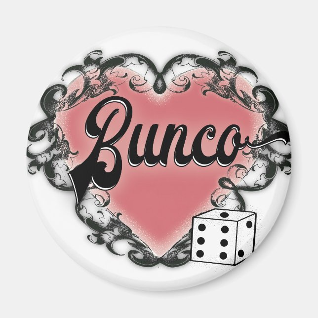 Imán tatuaje del corazón de bunco (Frente)