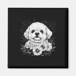Imán Tatuaje estilo retro de Bichi Frise Dog Lover _1
