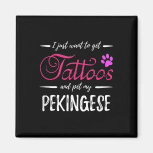 Imán Tatuaje para amante del perro pequinés Regalo dive