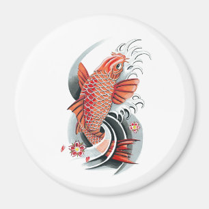 Imán Tatuaje rojo japonés oriental fresco de los