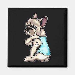 Imán Tatuajes de Bulldog francés que amo a papá sentand