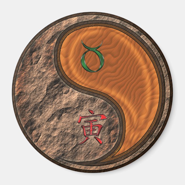 Imán Tauro y Tigre de Madera (Frente)