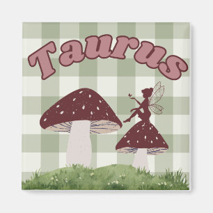 Imán Taurus Cottagecore Arte estético de hongos