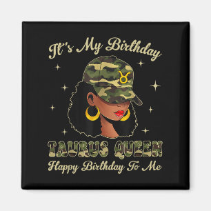 Imán Taurus Reina Loca Mujer Negra Camo Cap Zodiac Rótu