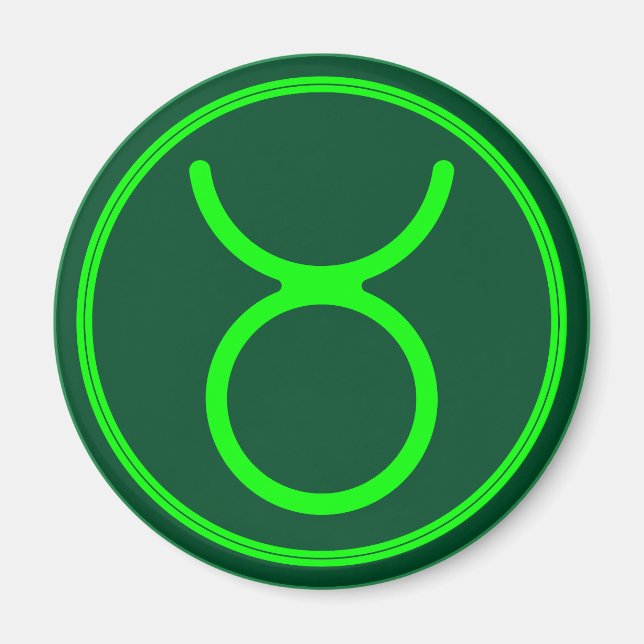 Imán Taurus Zodiac Symbol Green Contrast (Frente)