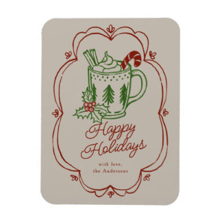 Imán Taza con tema navideño en colores cálidos