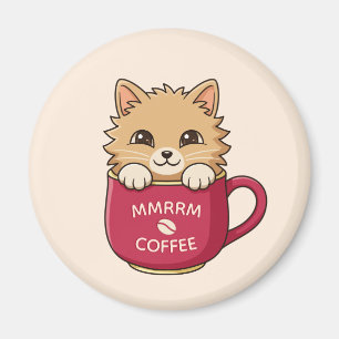 Imán Taza de café de gato de dibujos animados linda bei