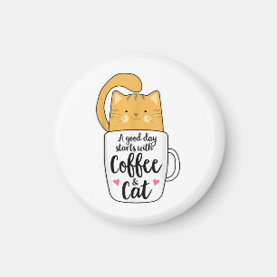 Imán Taza De Café Gato Naranja Divertida Amante Gatos 