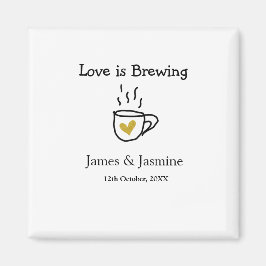 Imán Taza de café Love is Brewing corazón dorado nombre