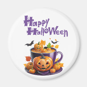 Imán Taza de cerveza de Jack-O-Lantern Feliz Halloween