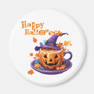 Imán Taza de cerveza de Jack-O-Lantern Feliz Halloween