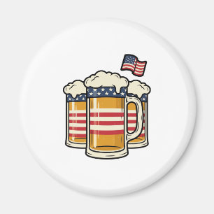 Imán Taza de cerveza patriótica diseño vectorial vintag