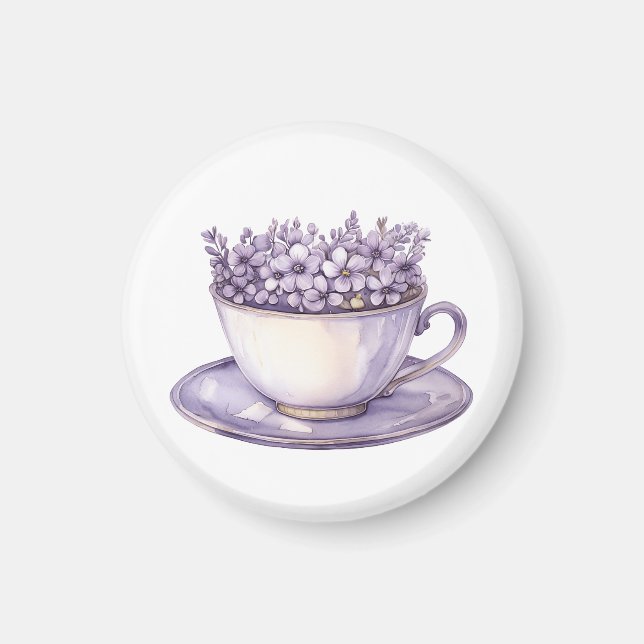 Imán Taza de Té Floral de Lavanda  (Frente)