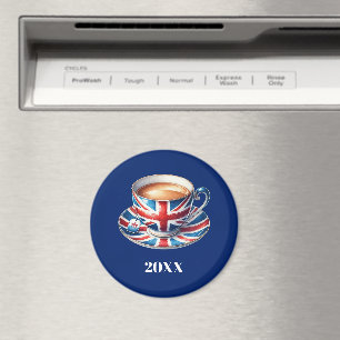 Imán Taza de té inglesa con bandera británica Nevera