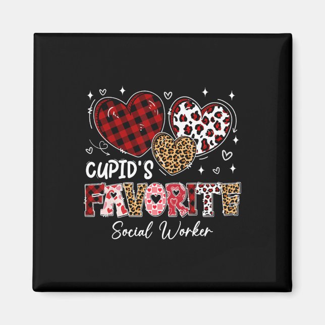 Imán Taza de tres corazones Trabajadora social favorita (Frente)