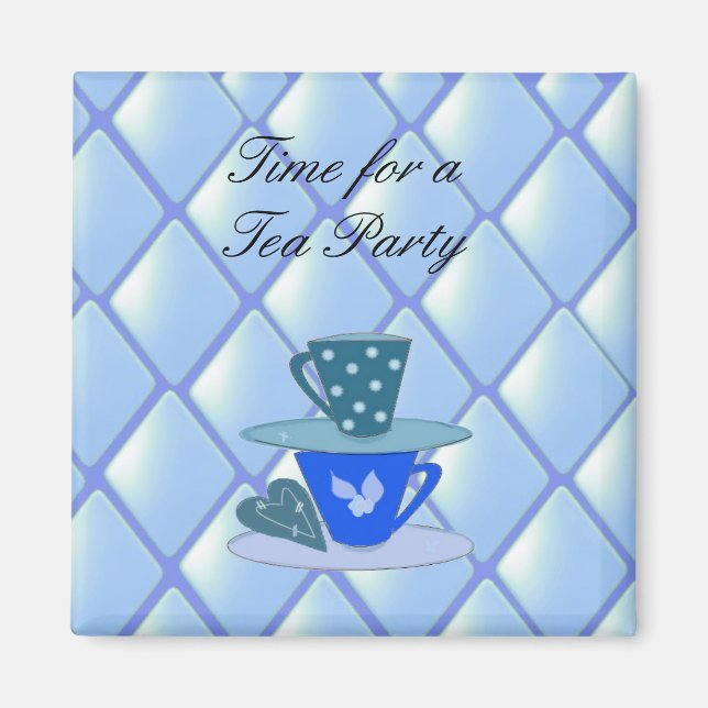 Imán Tazas de Té Apiladas - Fiesta de Té (Frente)