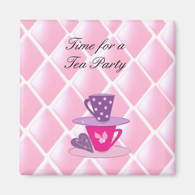 Imán Tazas de Té Apiladas - Fiesta de Té (Frente)