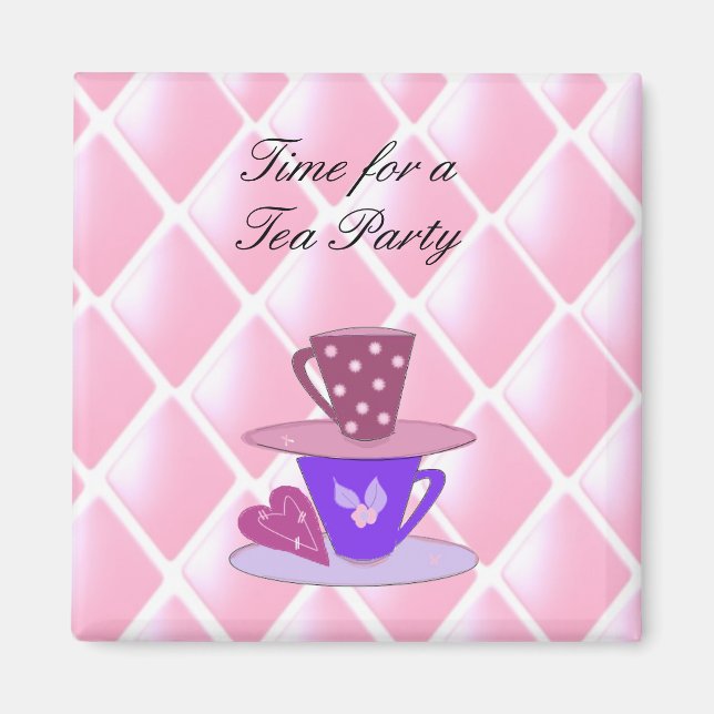 Imán Tazas de Té Apiladas - Fiesta de Té (Frente)